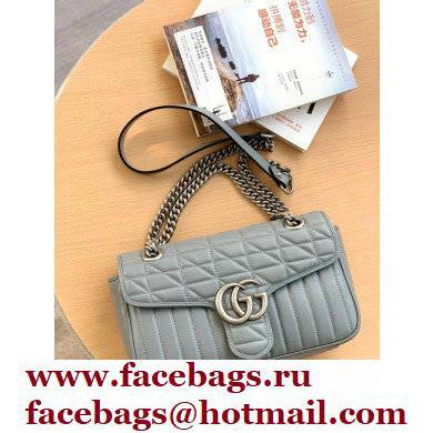 Gucci Aria Collection GG Marmont Small Shoulder Bag 443497 Grey 2021 - Click Image to Close