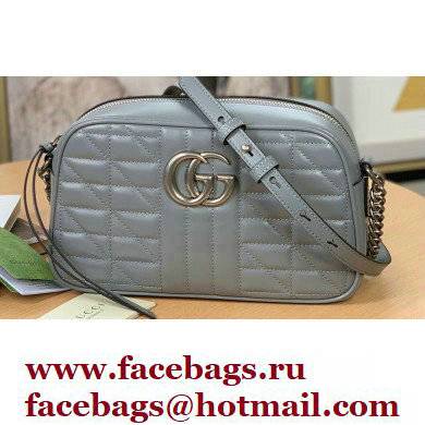 Gucci Aria Collection GG Marmont Small Shoulder Bag 447632 Grey 2021 - Click Image to Close