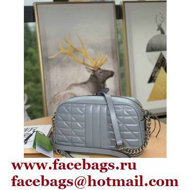 Gucci Aria Collection GG Marmont Small Shoulder Bag 447632 Grey 2021 - Click Image to Close