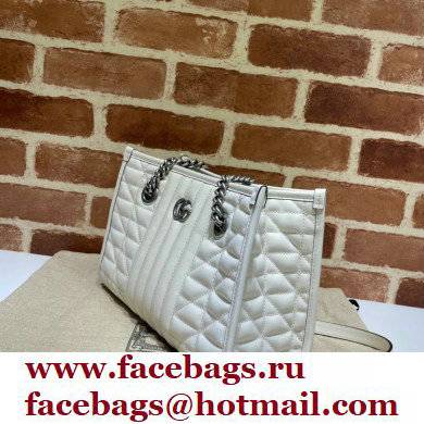Gucci Aria Collection GG Marmont Small Tote Bag 681483 White 2021
