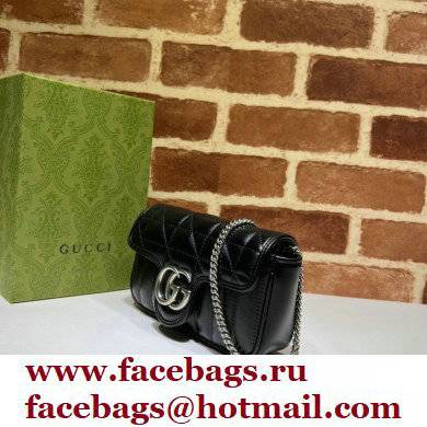 Gucci Aria Collection GG Marmont Super Mini Shoulder Bag 476433 Black 2021 - Click Image to Close