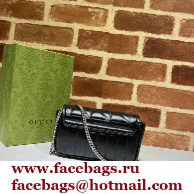 Gucci Aria Collection GG Marmont Super Mini Shoulder Bag 476433 Black 2021 - Click Image to Close