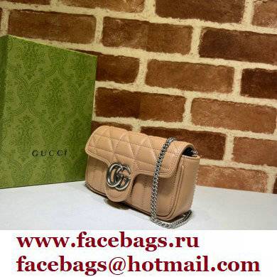 Gucci Aria Collection GG Marmont Super Mini Shoulder Bag 476433 Rose Beige 2021 - Click Image to Close