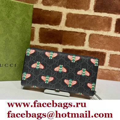 Gucci Bestiary Zip Around Wallet with Bees 451273 2021