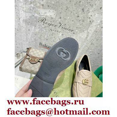 Gucci Chevron Leather Loafers with Double G 670399 Beige 2021 - Click Image to Close