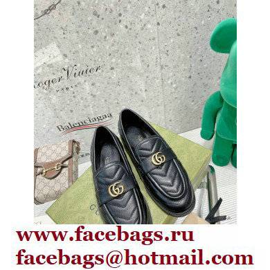 Gucci Chevron Leather Loafers with Double G 670399 Black 2021 - Click Image to Close