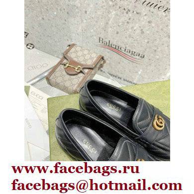 Gucci Chevron Leather Loafers with Double G 670399 Black 2021 - Click Image to Close