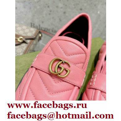 Gucci Chevron Leather Loafers with Double G 670399 Pink 2021 - Click Image to Close