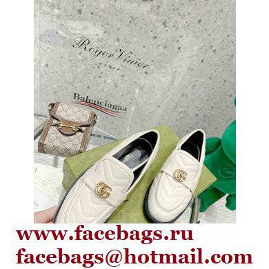 Gucci Chevron Leather Loafers with Double G 670399 White 2021 - Click Image to Close