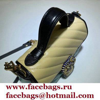 Gucci Diagonal GG Marmont Mini Top Handle Bag 583571 Butter/Pastel Blue 2021
