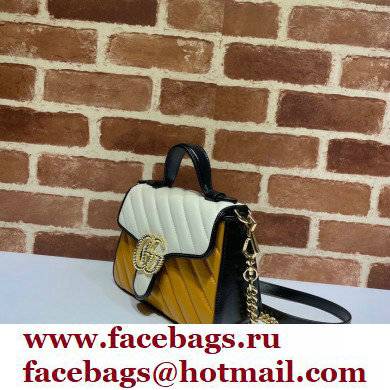 Gucci Diagonal GG Marmont Mini Top Handle Bag 583571 Orange/White/Black 2021