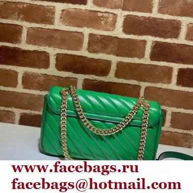 Gucci Diagonal GG Marmont Small Shoulder Bag 443497 Green 2021 - Click Image to Close