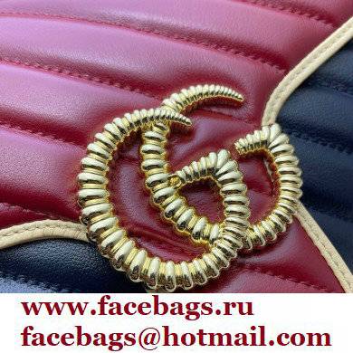 Gucci Diagonal GG Marmont Small Shoulder Bag 443497 Navy Blue/Beige/Red 2021
