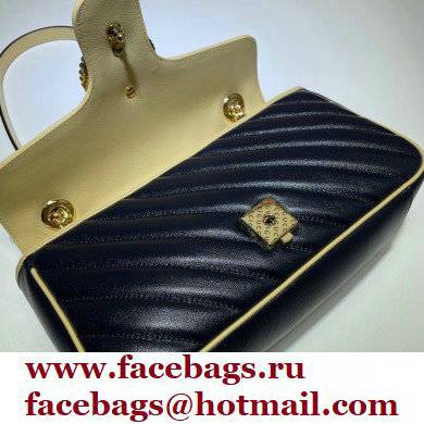 Gucci Diagonal GG Marmont Small Shoulder Bag 443497 Navy Blue/Beige/Red 2021 - Click Image to Close