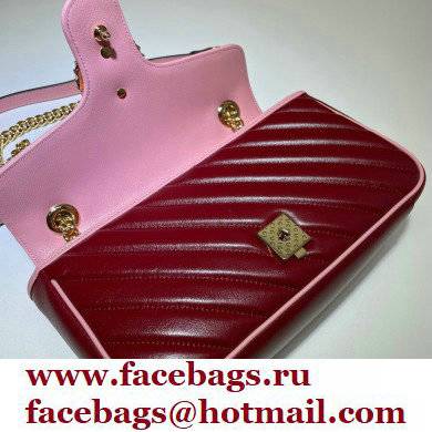 Gucci Diagonal GG Marmont Small Shoulder Bag 443497 Red/Pink 2021