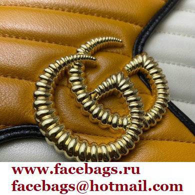 Gucci Diagonal GG Marmont Small Shoulder Bag 443497 Yellow/White/Black 2021 - Click Image to Close