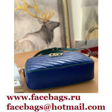 Gucci Diagonal GG Marmont Small Shoulder Bag 447632 Blue 2021