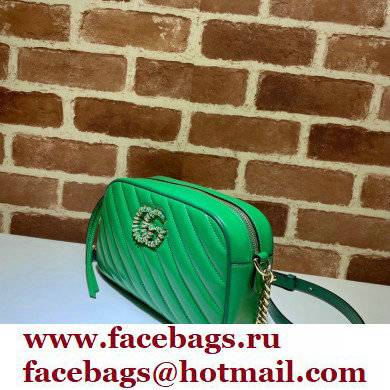 Gucci Diagonal GG Marmont Small Shoulder Bag 447632 Green 2021