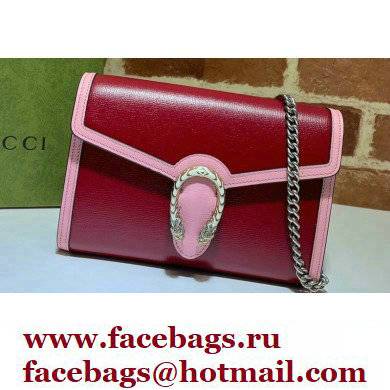 Gucci Dionysus Mini Chain Bag 401231 Leather Red/Pink 2021 - Click Image to Close
