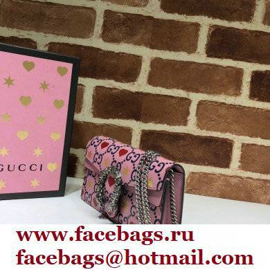 Gucci Dionysus Super Mini Shoulder Bag 476432 Leather GG Heart Pink 2021