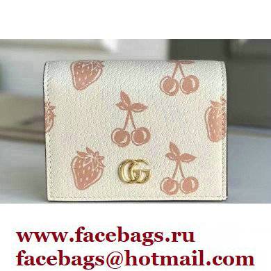 Gucci GG Marmont Berry Card Case Wallet 456126 Leather White 2021