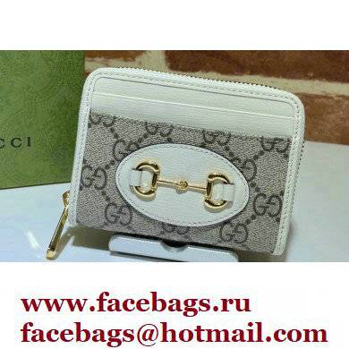 Gucci Horsebit 1955 Card Case 658549 GG Supreme Canvas White 2021 - Click Image to Close