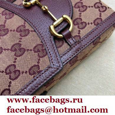 Gucci Horsebit 1955 Mini Bag 625615 GG Canvas Burgundy 2021 - Click Image to Close