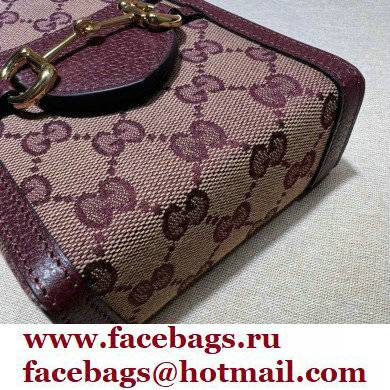 Gucci Horsebit 1955 Mini Bag 625615 GG Canvas Burgundy 2021 - Click Image to Close
