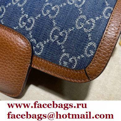 Gucci Horsebit 1955 Mini Shoulder Bag 658574 GG Denim Blue 2021