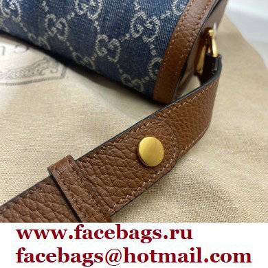 Gucci Horsebit 1955 Small Shoulder Bag 602204 GG Denim Blue 2021