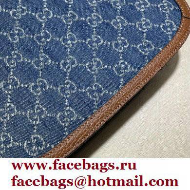 Gucci Horsebit 1955 Small Shoulder Bag 602204 GG Denim Blue 2021