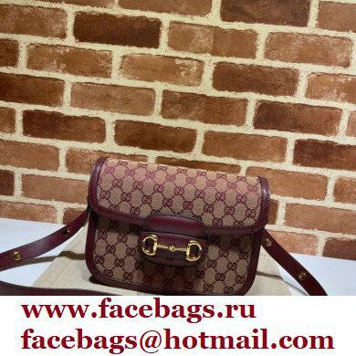 Gucci Horsebit 1955 Small Shoulder Bag 602204 GG Supreme Canvas Burgundy 2021 - Click Image to Close
