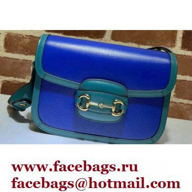 Gucci Horsebit 1955 Small Shoulder Bag 602204 Leather Blue/Turquoise 2021 - Click Image to Close