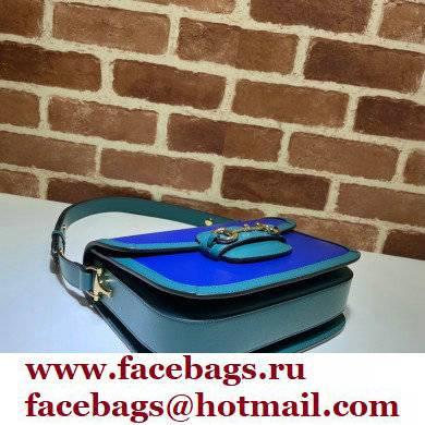 Gucci Horsebit 1955 Small Shoulder Bag 602204 Leather Blue/Turquoise 2021 - Click Image to Close
