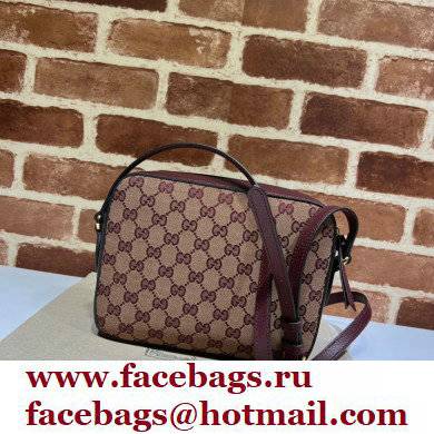 Gucci Horsebit 1955 Small Shoulder Bag 645454 GG Canvas Burgundy 2021
