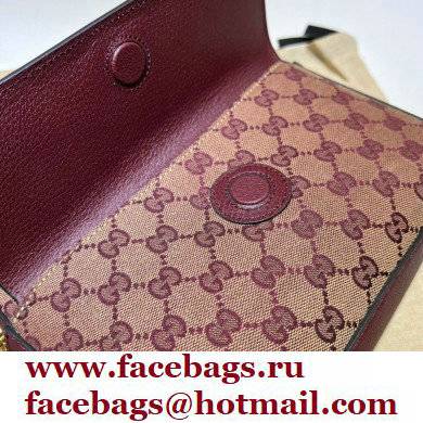 Gucci Horsebit 1955 Small Shoulder Bag 645454 GG Canvas Burgundy 2021