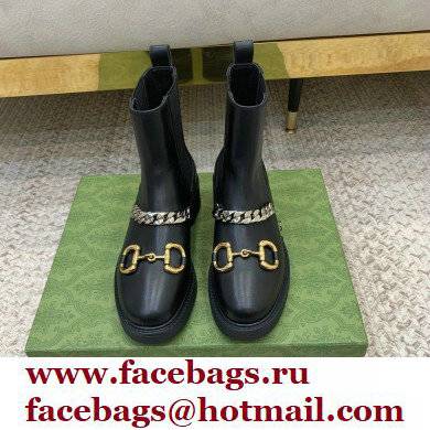 Gucci Horsebit Chelsea Boots Black with Chain 670393 2021