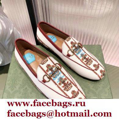 Gucci Ivory flower and crown jacquardloafers 2021