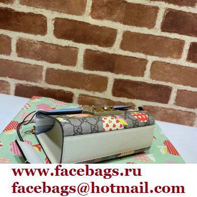Gucci Les Pommes Padlock Small Shoulder Bag 409487 Apple Print Blue 2021 - Click Image to Close