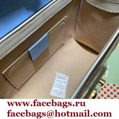 Gucci Les Pommes Padlock Small Shoulder Bag 409487 Apple Print Blue 2021