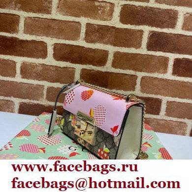 Gucci Les Pommes Padlock Small Shoulder Bag 409487 Apple Print Pink 2021