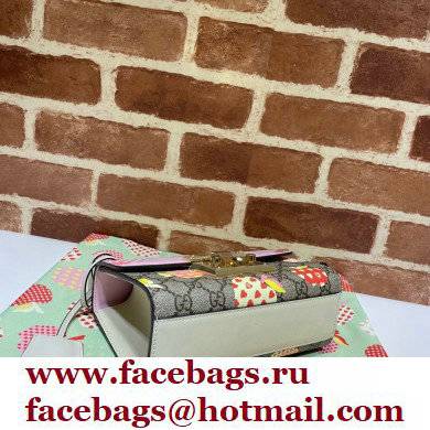 Gucci Les Pommes Padlock Small Shoulder Bag 409487 Apple Print Pink 2021 - Click Image to Close