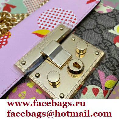Gucci Les Pommes Padlock Small Shoulder Bag 409487 Apple Print Pink 2021 - Click Image to Close