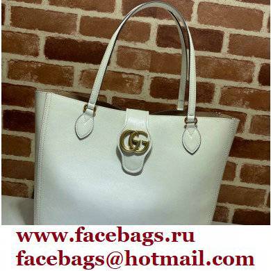 Gucci Medium Tote Bag with Double G 649577 White 2021 - Click Image to Close