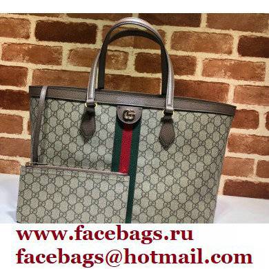 Gucci Ophidia GG Medium Tote Bag 631685 GG Canvas Coffee with Pouch 2021 - Click Image to Close