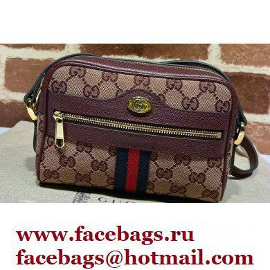 Gucci Ophidia GG Mini Bag with Web 517350 GG Canvas Burgundy 2021 - Click Image to Close