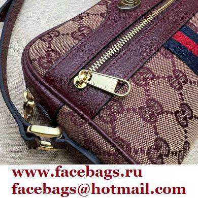 Gucci Ophidia GG Mini Bag with Web 517350 GG Canvas Burgundy 2021 - Click Image to Close