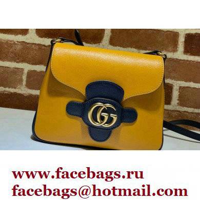 Gucci Small Messenger Bag with Double G 648934 Leather Yellow/Black 2021