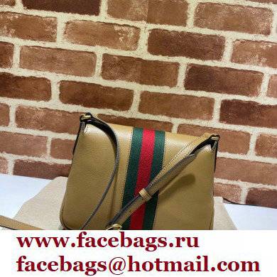 Gucci Small Messenger Bag with Double G and Web 648934 Leather Beige 2021