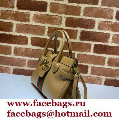 Gucci Small Top Handle Bag with Double G 658450 Web Beige 2021 - Click Image to Close